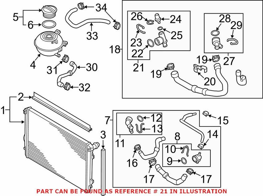 Audi VW Radiator Coolant Hose Adapter 5Q0122291T